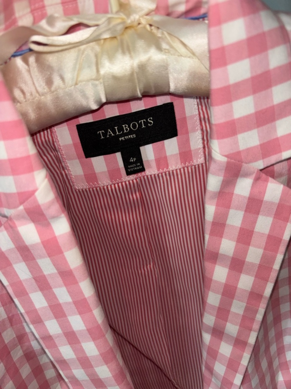 Talbots Pink and White Gingham Blazer Jacket - Picture 2 of 6